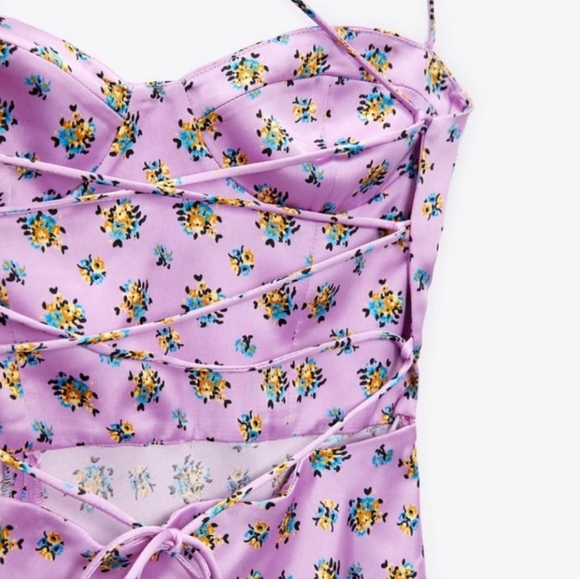 NWT Zara Floral Purple Corset Dress, Size M - Picture 12 of 14